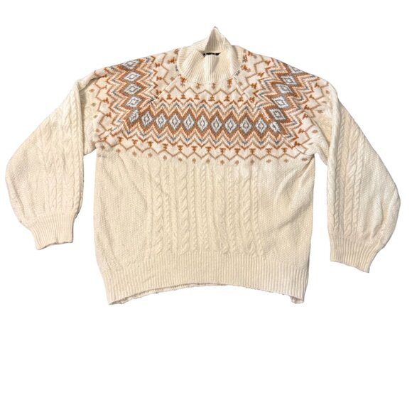 Womens Fair Isle Knit Sweater M Multicolor Forever 21 - Picture 1 of 10